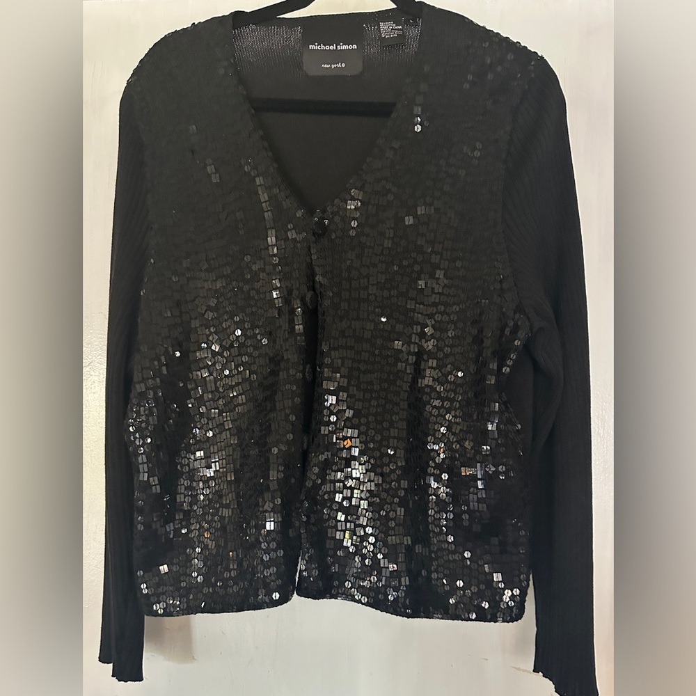 Michael Simon Black Sequin Cardigan